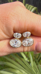 14K Yellow Gold Illusion Set 5.0Ct Oval Lab Diamond Drop Earrings