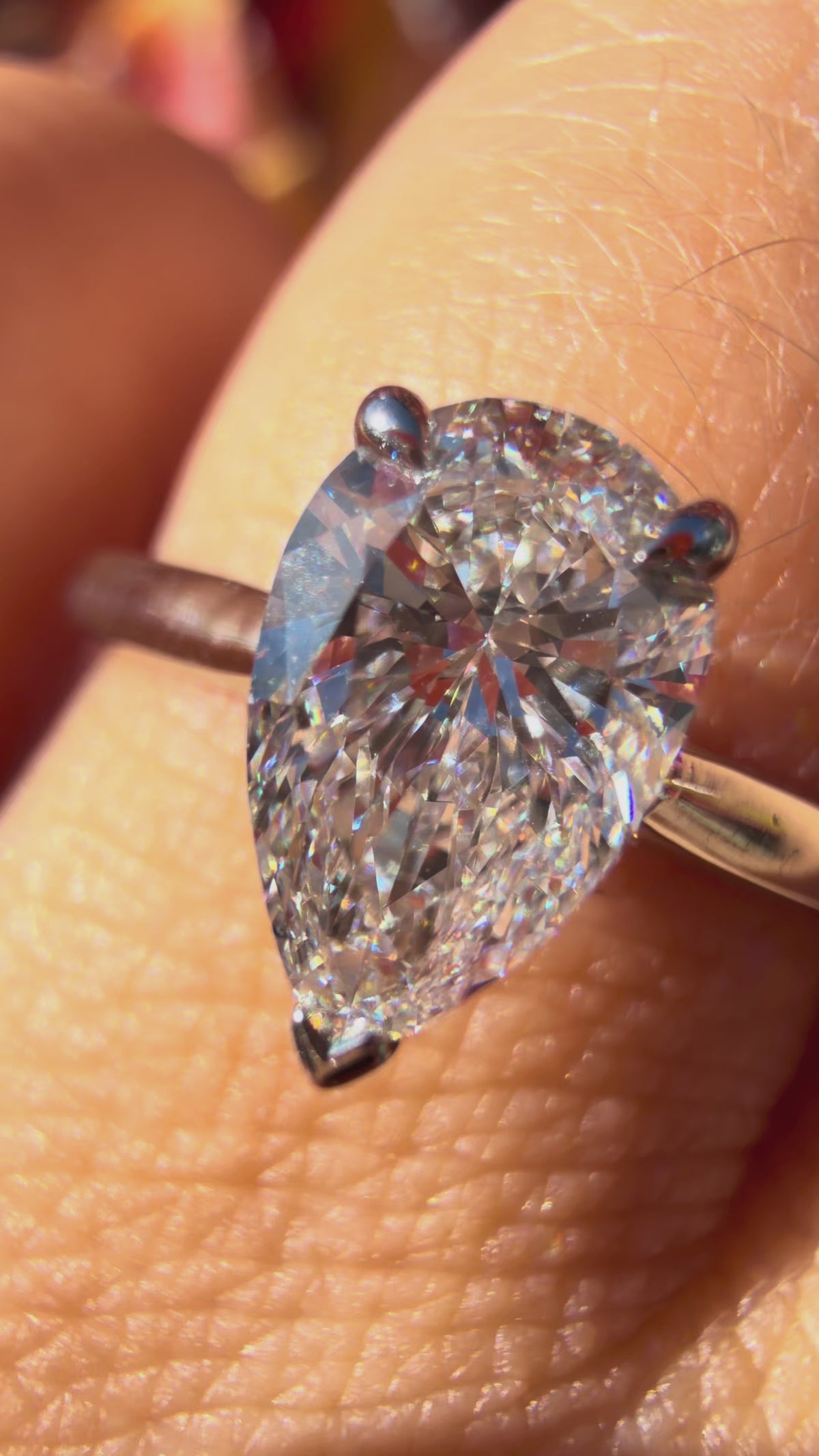 1.2Ct Platinum Pear Cut Lab Grown Diamond Engagement Ring