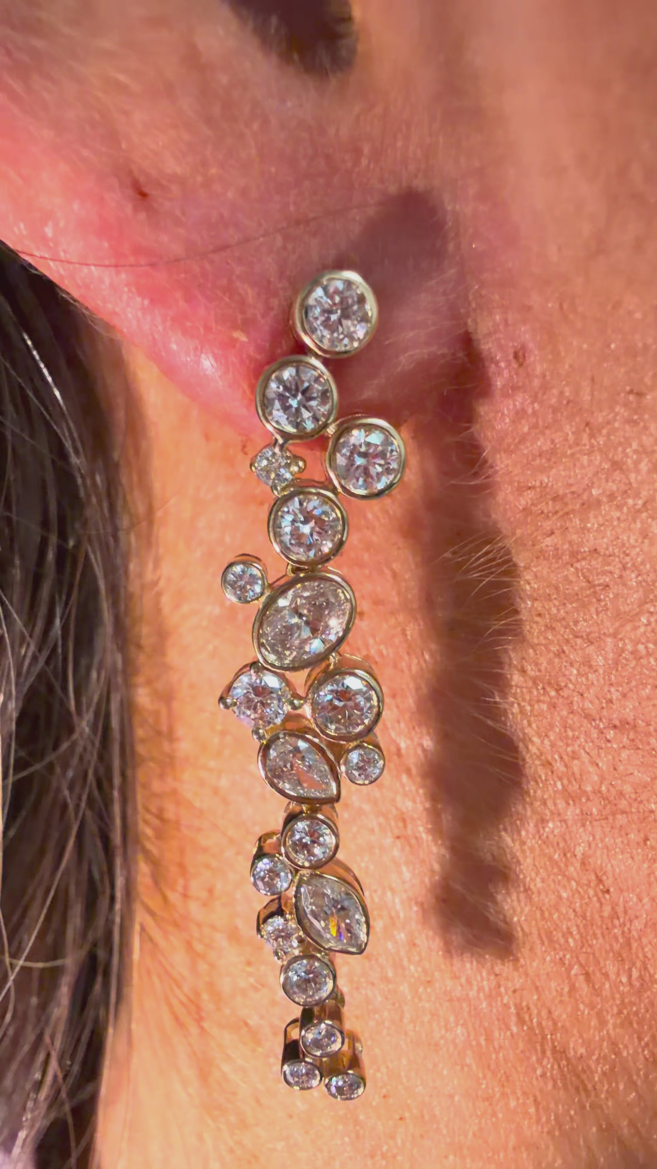 Bezel 'Pick an Mix' 14K Yellow Gold Lab Grown Diamond Drop Earrings