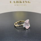 Fancy Pink Eclipse 8.0Ct Lab Grown Diamond 18k Yellow Gold Trilogy Ring