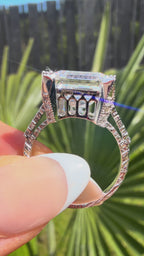 14K White Gold Castle 6.5Ct Asscher Lab Grown Diamond Ring